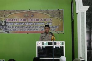 Shalat, Zikir dan Doa Wakapolres Sumbawa Barat Untuk Korban Gempa Lombok