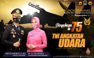 Kapolres Lhokseumawe Ucapkan Selamat HUT TNI Angkatan Udara ke 75